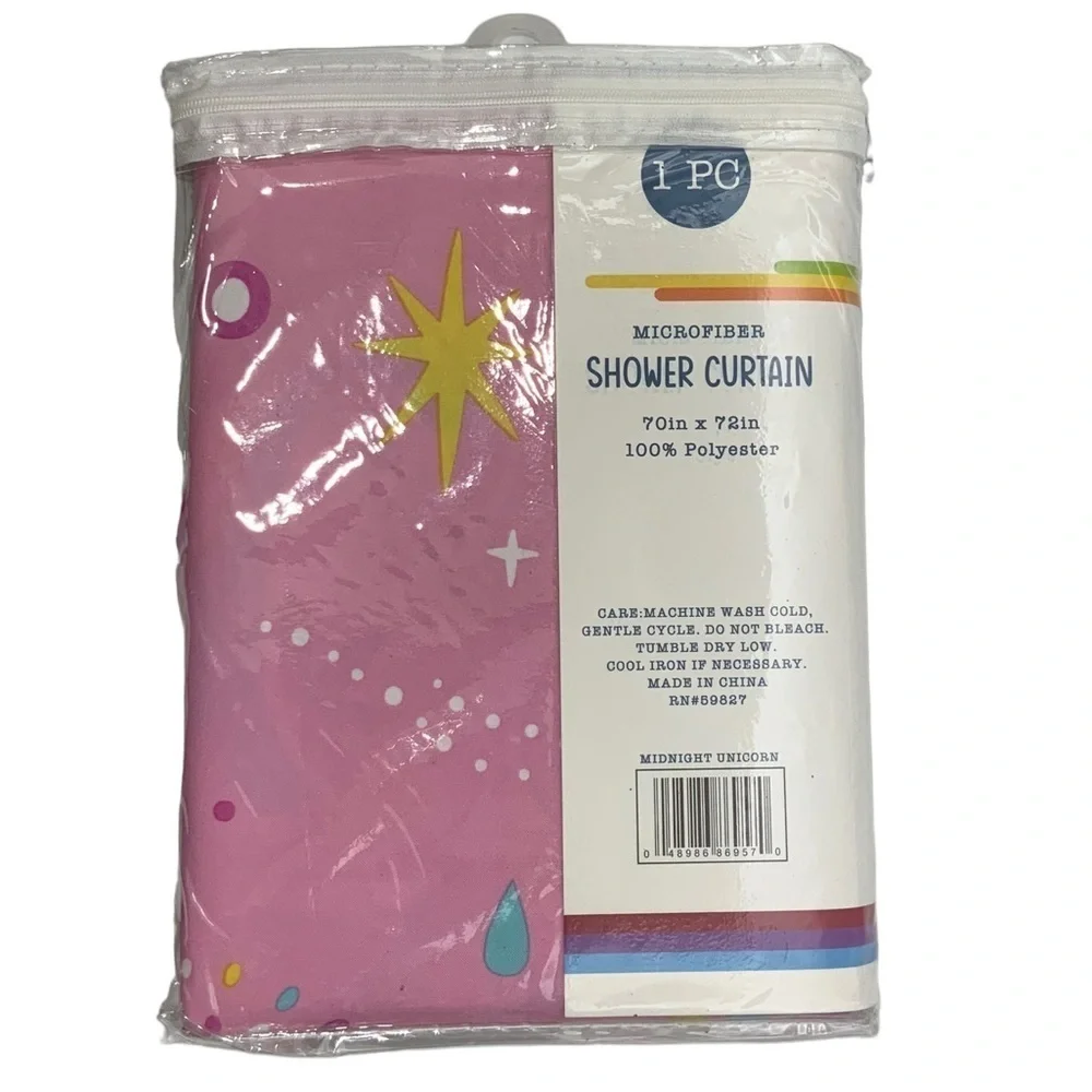 Matt & Maddie Unicorn Rainbow Fabric Shower Curtain 70 X 72 In Multicolor Pink